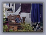 little girl on porch