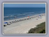 beach with umbrellas 